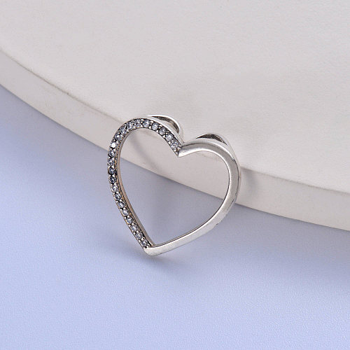 asymmetri heart shape with natural zricon stone trendy 925 silver pendant