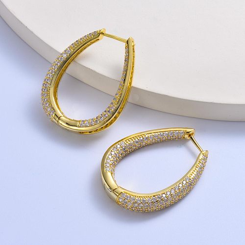 Trendy gold plated with zirconia water drop women earring