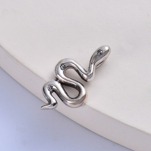 snake with natural zricon stone trendy 925 silver pendant
