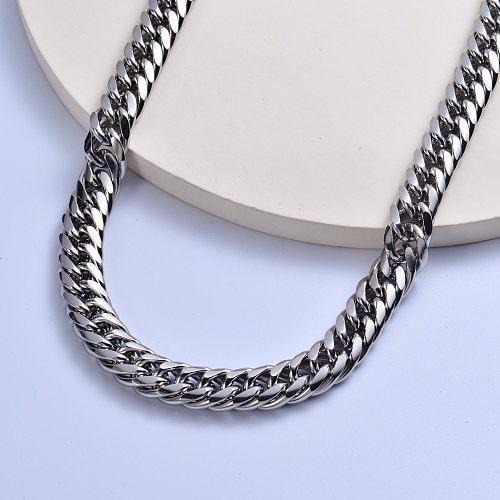 Trendy 316L stainless steel with thick cuban  chain women necklace