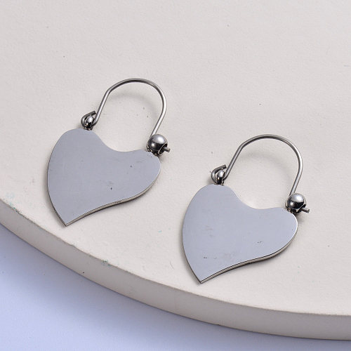 minimalist 316L stainless steel silver plated heart earring