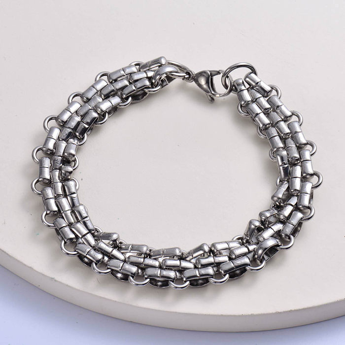 bracelet femme classique en acier inoxydable 316L avec chaîne en os
