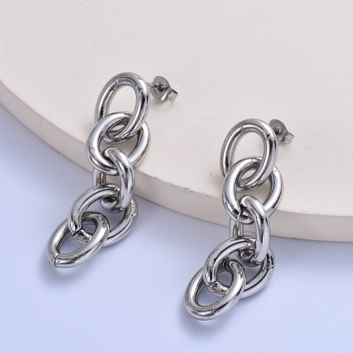 trendy 316L stainless steel big chain women earring