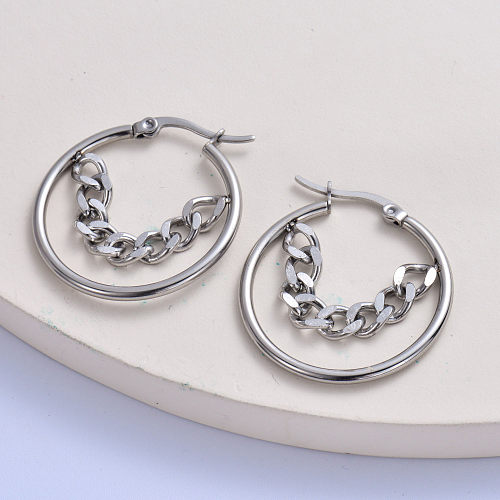 minimalist 316L stainless steel silver plated hoop women earring
