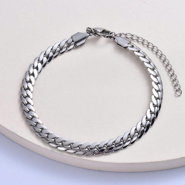 bracelet femme classique en acier inoxydable 316L avec fine chaîne cuba