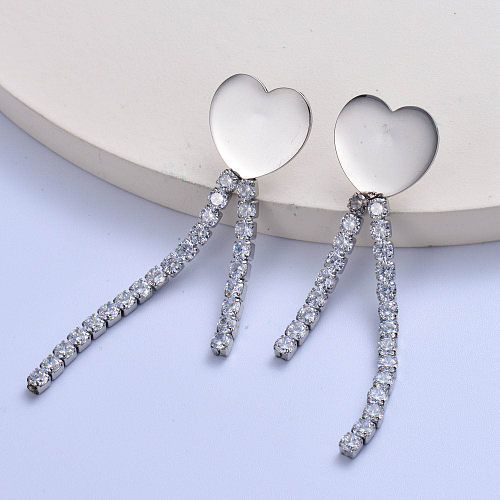 trendy 316L stainless steel heart partten with zircon women earring