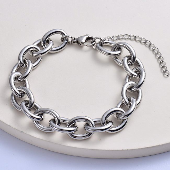 Bracelet tendance en acier inoxydable 316L avec chaîne épaisse pour femme