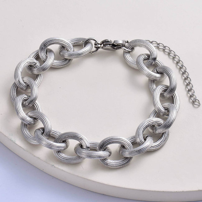 bracelet femme classique en acier inoxydable 316L avec chaîne épaisse