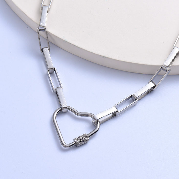 Collier tendance en acier inoxydable 316L avec pendentif coeur pour femme