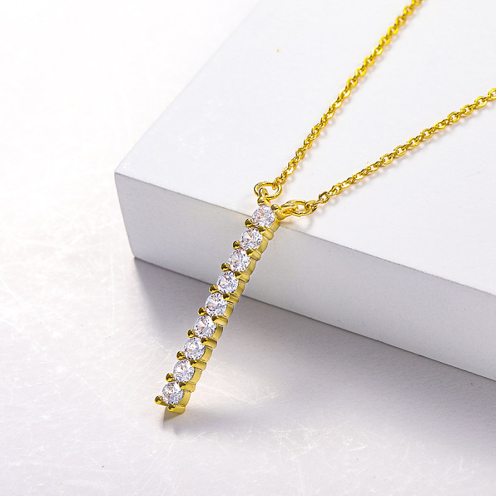 gold plated necklace in brass with zirconia for wedding