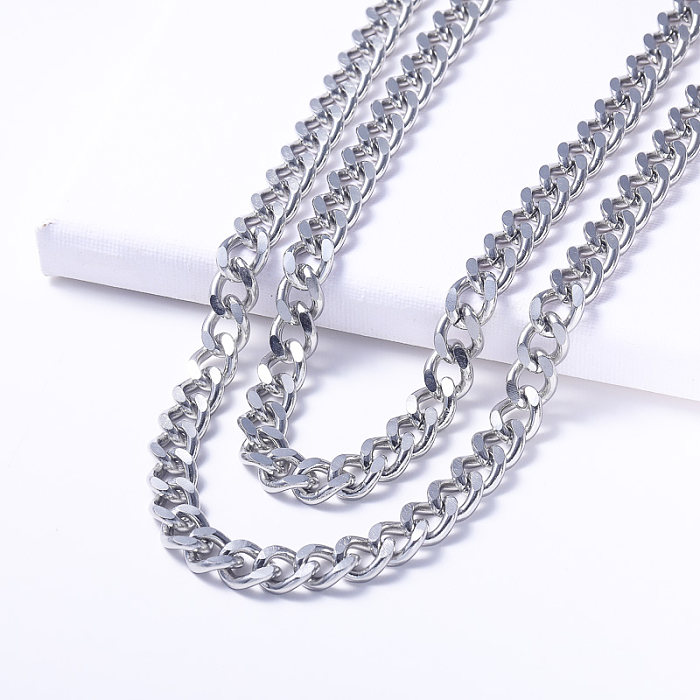 layered chain 316L stainless steel with rock style necklace