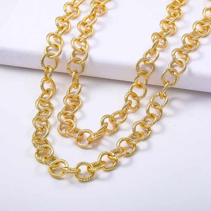 Hot Selling 18k gold plated stainless steel cable layer chain statement necklace