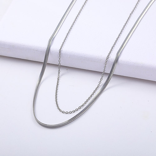 trendy layered chain 316L stainless steel chain women necklace
