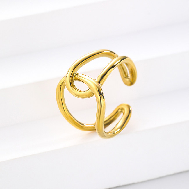 anel de aço inoxidável banhado a ouro real para casamento