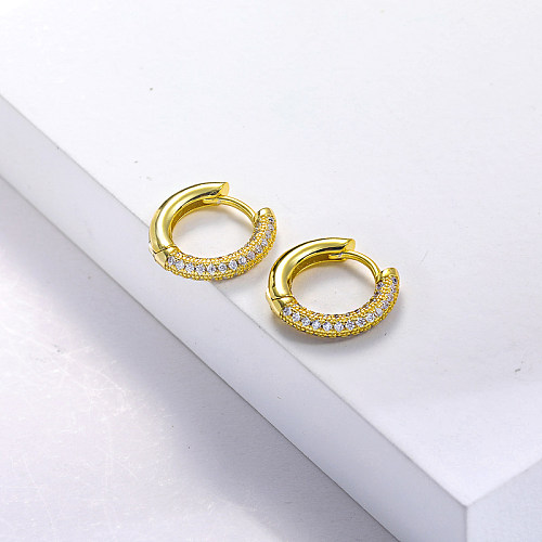 gold plated brass earring with zirconia