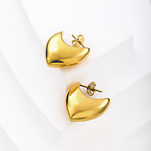 heart shape gold plated stainless steel earring for wedding