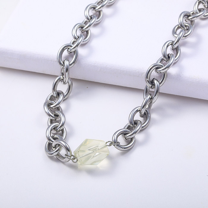 Fabrikpreis-klarer Stein-Gliederketten-Halsketten-Edelstahl für Frauen