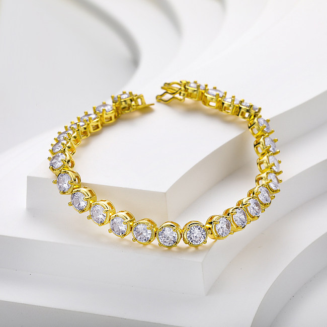 gold plated brass bracelet with zirconia for women