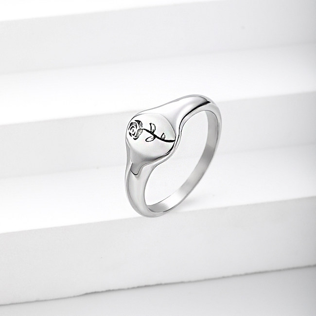 anel de aço inoxidável clássico feminino para casamento