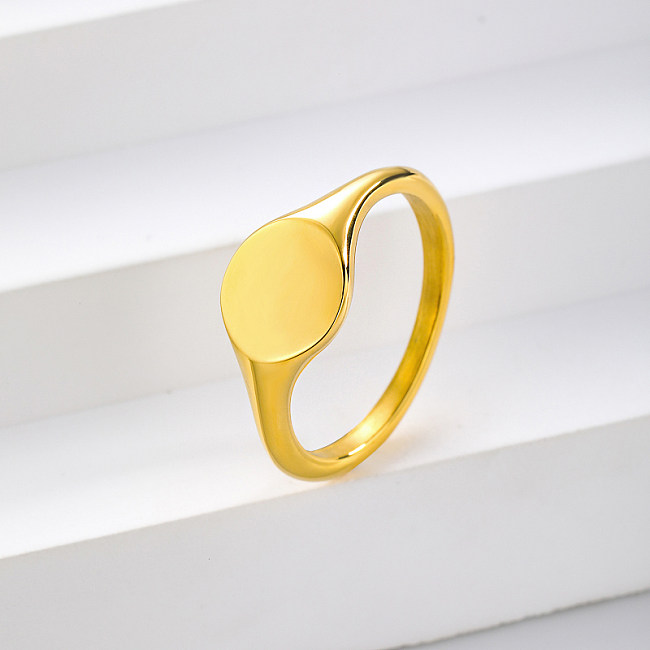 anel de aço inoxidável vintage banhado a ouro para casamento