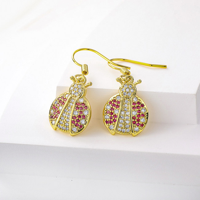 women real gold plated brass drop earring for wedding