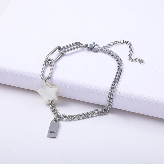 Hot Selling Star Shell With Love Tag Link Chain Bracelet For Women