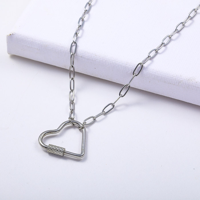 Collier de chaîne de lien de pendentif de coeur dévissable d'acier inoxydable en gros