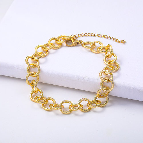 Punk PVD gold plated stainless steel cable chain bracelet