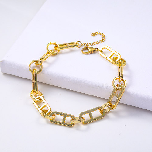 pulsera clásica de estilo minimalista de acero inoxidable 316L chapado en oro