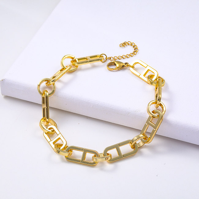 pulseira de estilo minimalista de aço inoxidável banhado a ouro clássico 316L