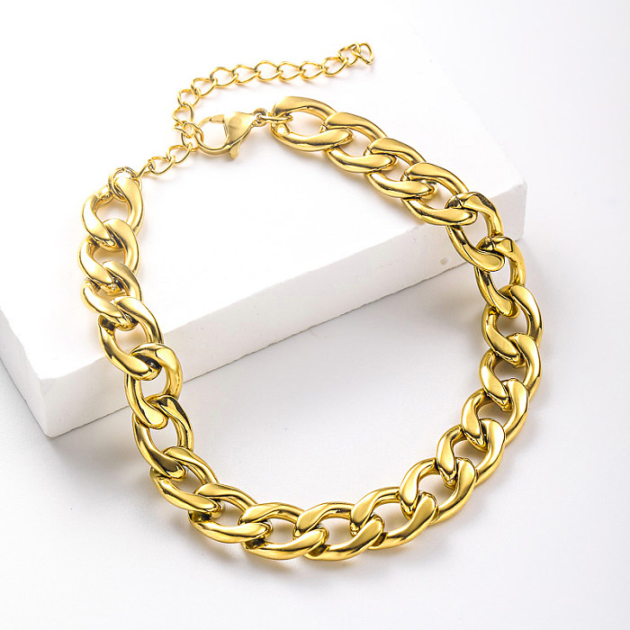 Cadena de pulsera de acero inoxidable para mujer chapada en oro para boda -  Jewenoir