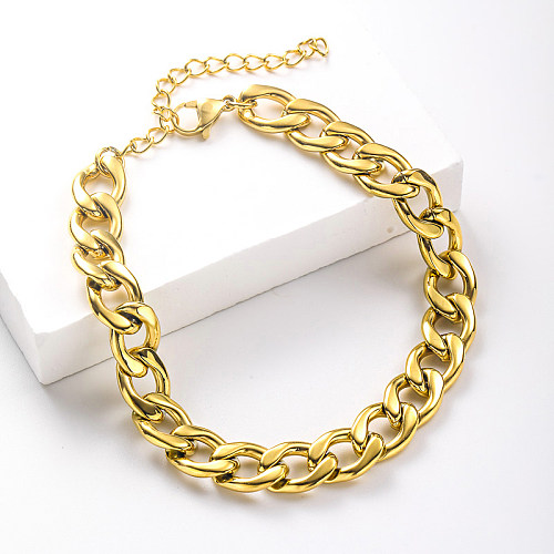 chaîne de bracelet en acier inoxydable pour femme plaqué or pour mariage