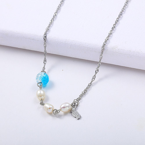 Fashion Stainless Steel Pearl Necklace Jewelry For Women