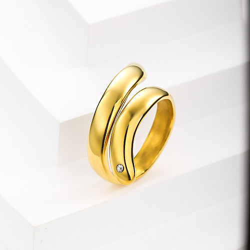 anillo vintage de acero inoxidable chapado en oro para mujer