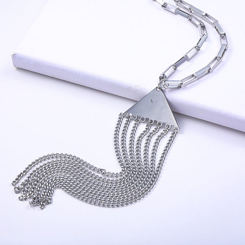 thick chain 316L stainless steel with triangel pendant necklace