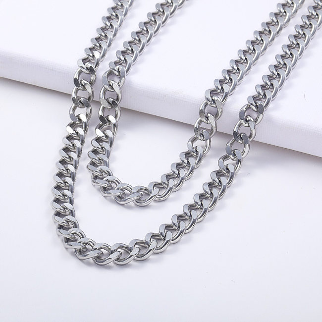 layered thick chain 316L stainless steel rock style necklace