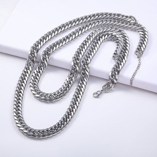 cadena en capas de moda collar de mujer de cadena gruesa de acero inoxidable 316L