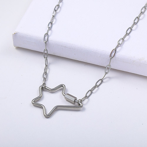natural color stainless steel minimalist with star pendant necklace