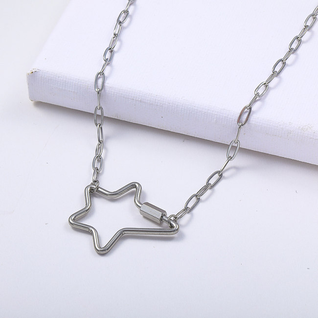 minimaliste en acier inoxydable de couleur naturelle avec collier pendentif étoile
