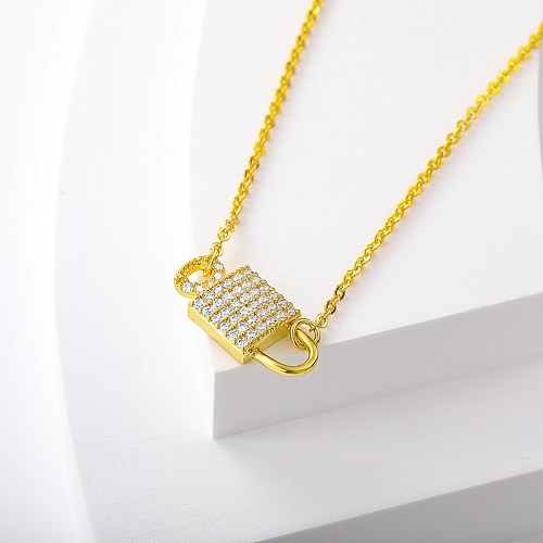 collier en laiton plaqué or avec pendentif pour mariage
