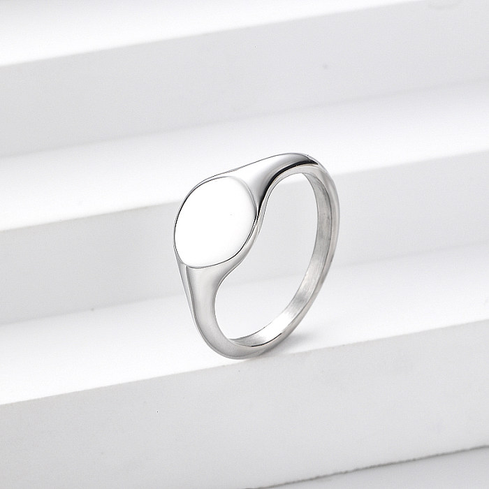 simple stainless steel round shape geometric rings for women