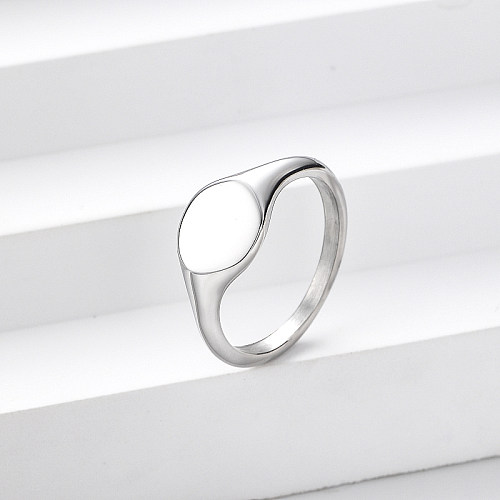 anillos geométricos de forma redonda de acero inoxidable simple para mujer