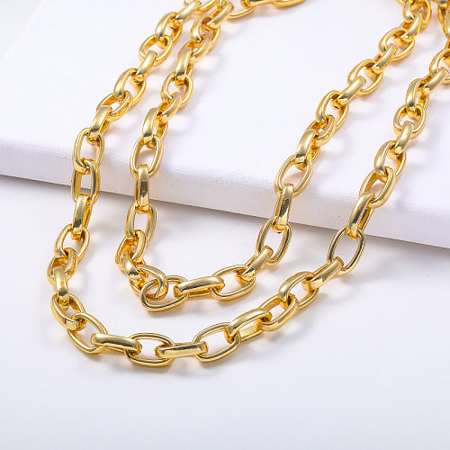 Hip Hop Stainless Steel Chunky Layered Chain Statement Necklace
