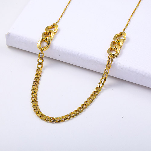 colar de estilo minimalista de aço inoxidável 316L banhado a ouro