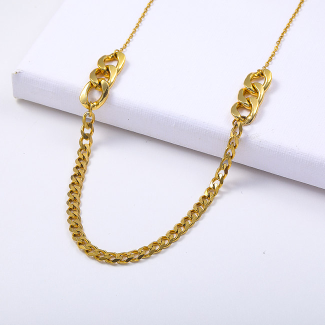 collar estilo minimalista de acero inoxidable 316L chapado en oro