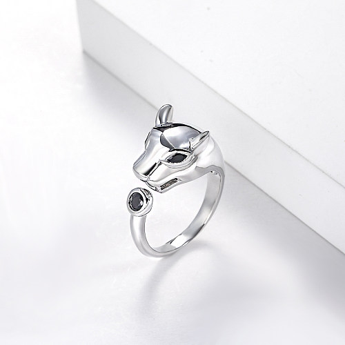 anel feminino de bronze banhado a prata para casamento