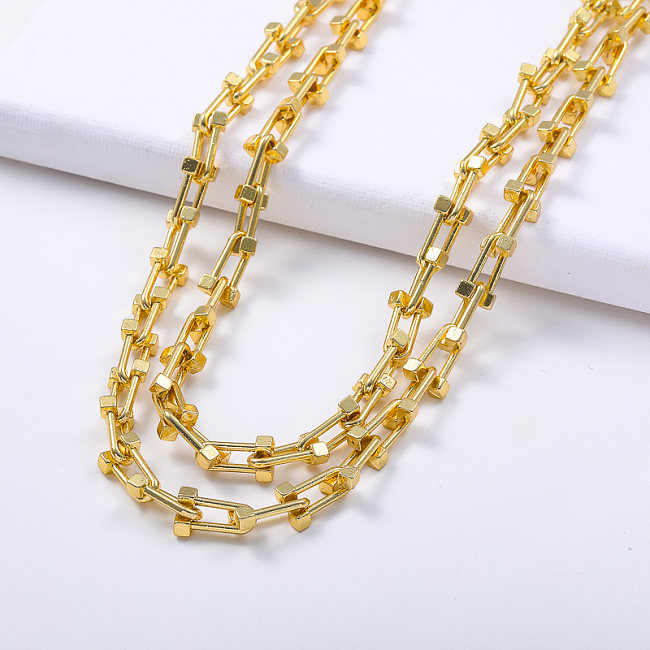 مجوهرات فاسق الفولاذ المقاوم للصدأ 316L مجوهرات 18K مطلية بالذهب سلسلة مسمار بيان قلادة الطبقات