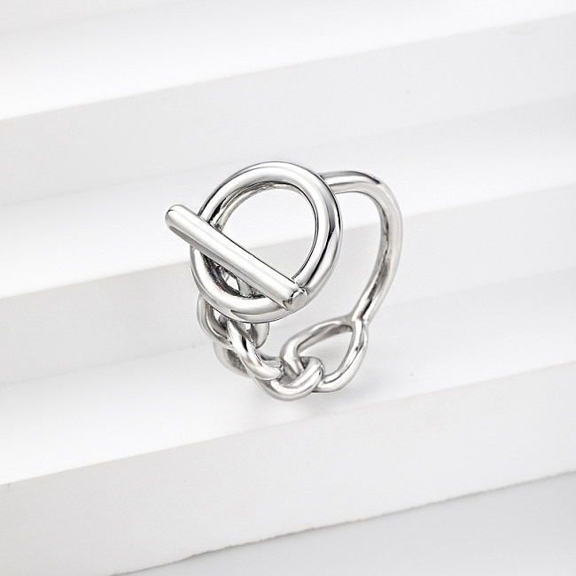 anel de aço inoxidável em forma de bloqueio para casamento