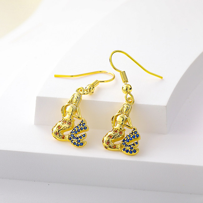 women real gold plated brass drop earring for wedding