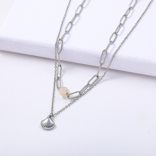 Fashion Stainless Steel Shell Necklace Simple Link Chain Jewelry